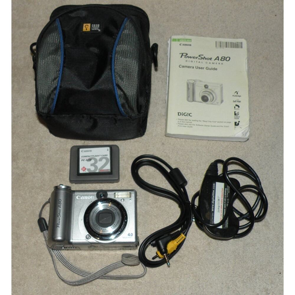 Canon Power Shot A80 Digital Camera 4.0MP CompactFlash Cards Bundle AS-IS
